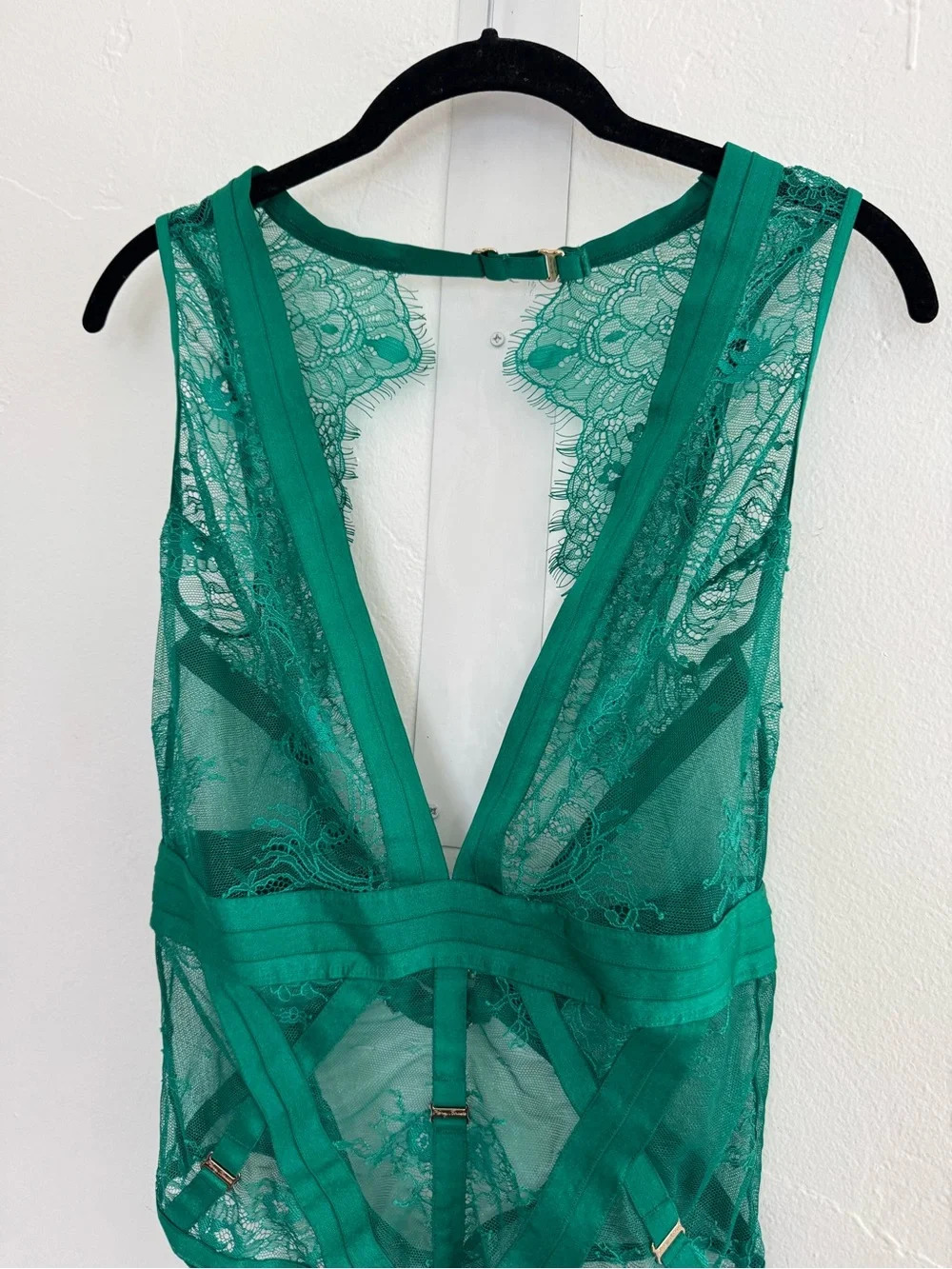 Honey Birdette Belinda Bodysuit Green Lace Thong Playsuit One Piece - Picture 4 of 15